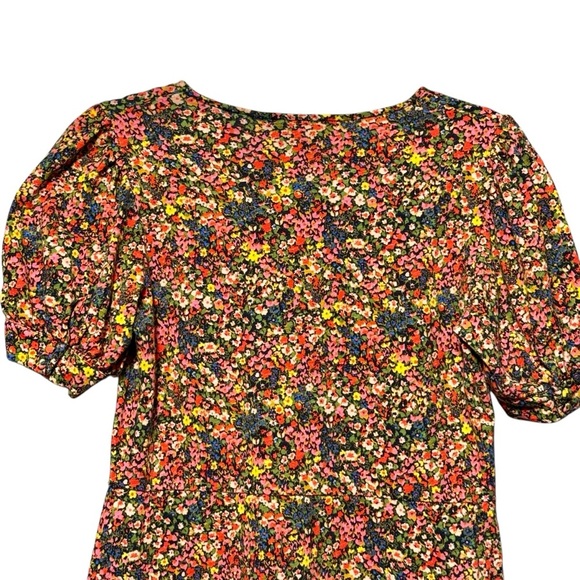 Boden Puff Short Sleeve V-Neckline Floral Lightweight Mini Cotton Dress - Picture 9 of 14